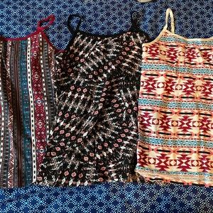 3 tribal patterned tank tops